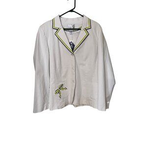 NEW Susan Graver Style Womens Large White Blazer Office‎ Career Business